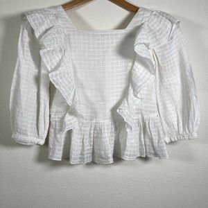Zara Ruffled Flutter Sleeve Edwardian Blouse 9-10